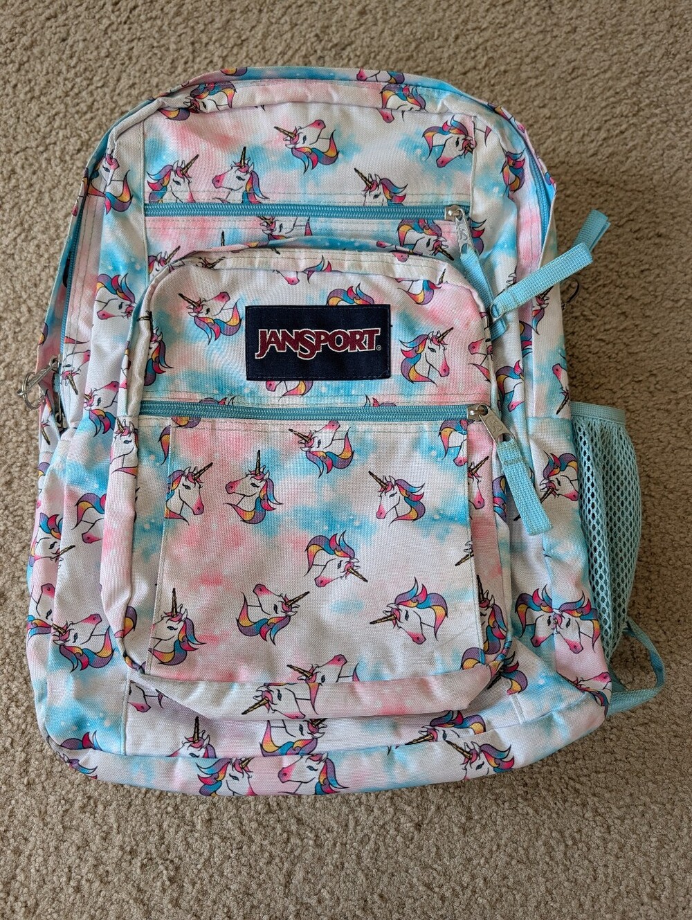 Jansport Unicorn Print Backpack - Pastel Pink, Blue & White